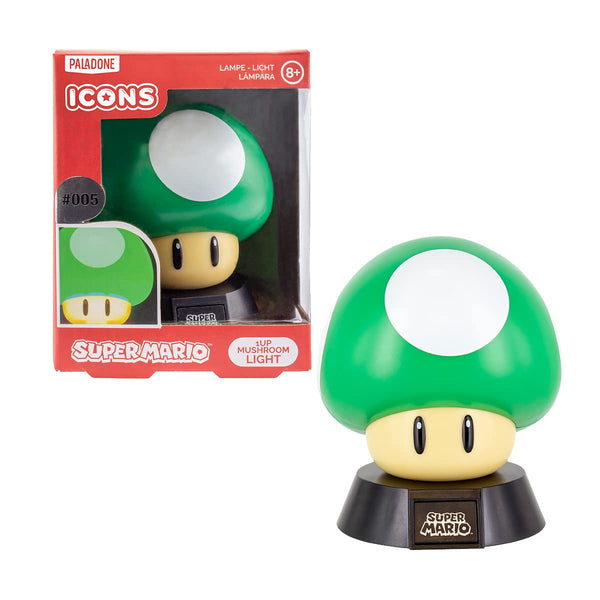 Paladone 1Up Mushroom Icon Light Officially Licensed Nintendo Collectable | Ideal for Kids Bedrooms, Office & Home | Pop Culture Gaming Merchandise, 1 W, Green