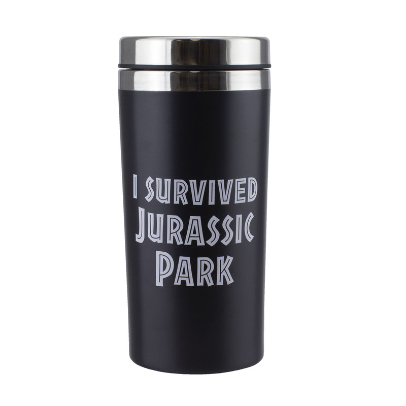 Paladone Jurassic Park - Travel Mug 450Ml Stainless Steel, Black - Officially Licensed Movie Merchandise