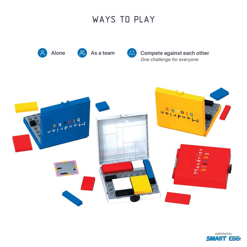 Mondrian Blocks - Yellow Edition (Parents’ Choice Award Winner) - Brain Teaser STEM Puzzle Game, Compact Travel Game on Board, Yellow Edition