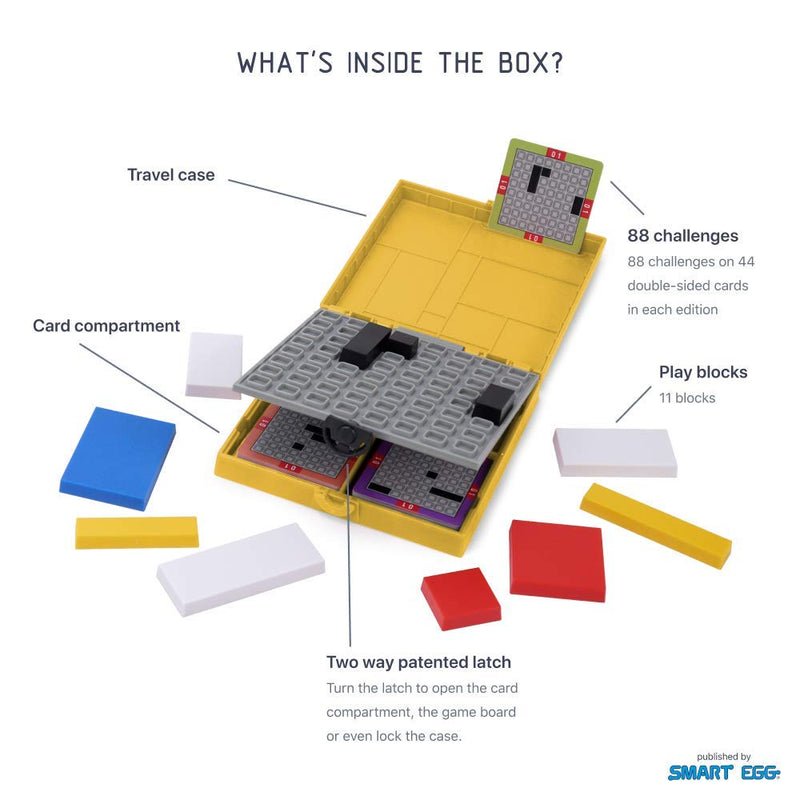 Mondrian Blocks - Yellow Edition (Parents’ Choice Award Winner) - Brain Teaser STEM Puzzle Game, Compact Travel Game on Board, Yellow Edition