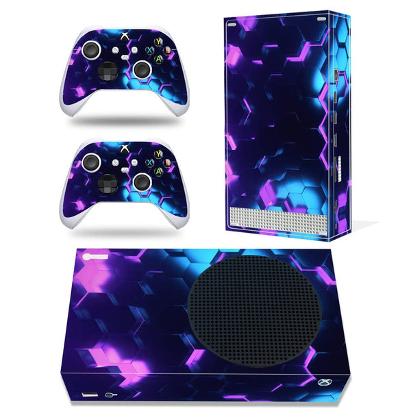 Decal Sticker for Xbox Series S Console and Controllers Gamepad Skin Protective Wrap Cover Compatible with Xbox Series S (Purple Design)