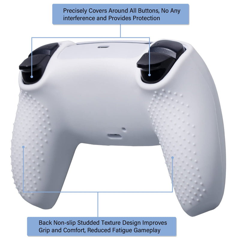 YoRHa Water Transfer Printing Silicone Thickened Cover Skin Case for PS5 Dualsense Controller x 1(US Dollars) with Thumb Grips x 10