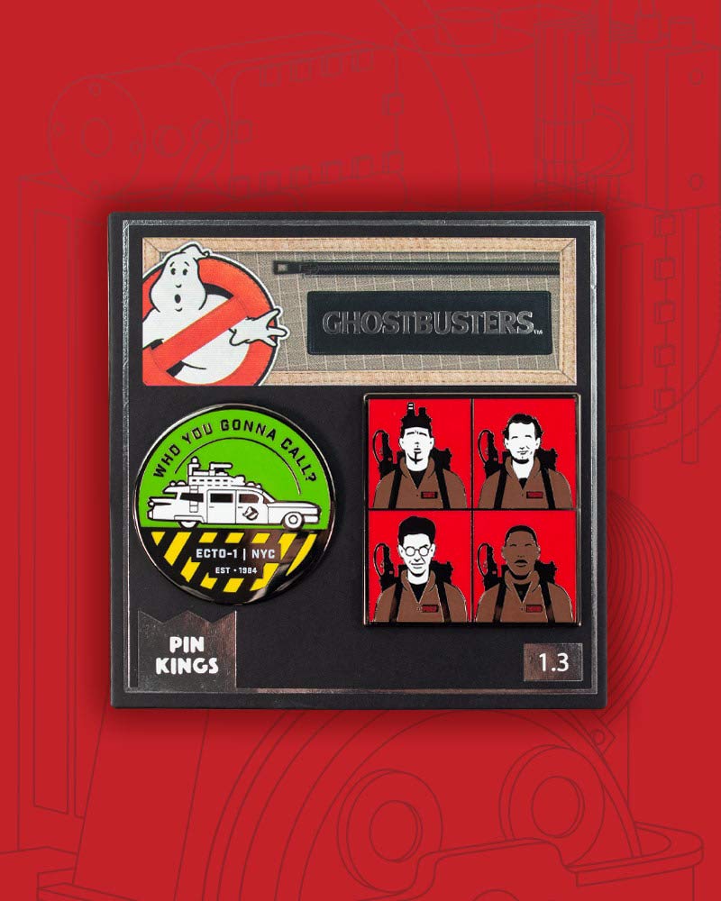 Pin Kings Official Ghostbusters Who You Gonna Call Collectible Metal Enamel Pin Badges - Set of Two Enamel Pins on a Backing Card - Official Merchandise