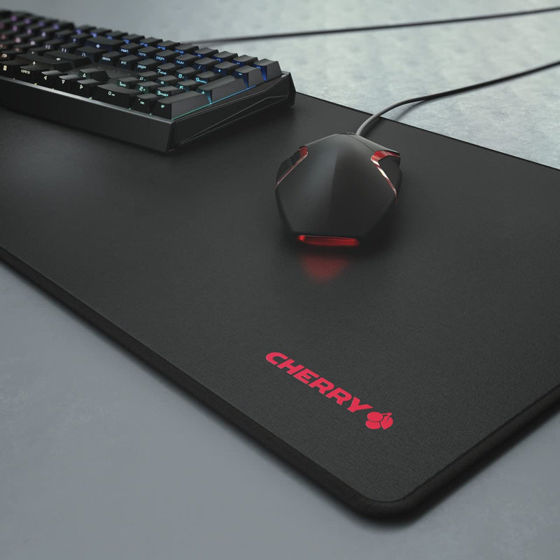 CHERRY MP 2000, PREMIUM MOUSEPAD XXL, 80 cm x 35 cm, Stitched Edges, Suitable for All Mouse Sensors, Non-Slip, Rollable, Black