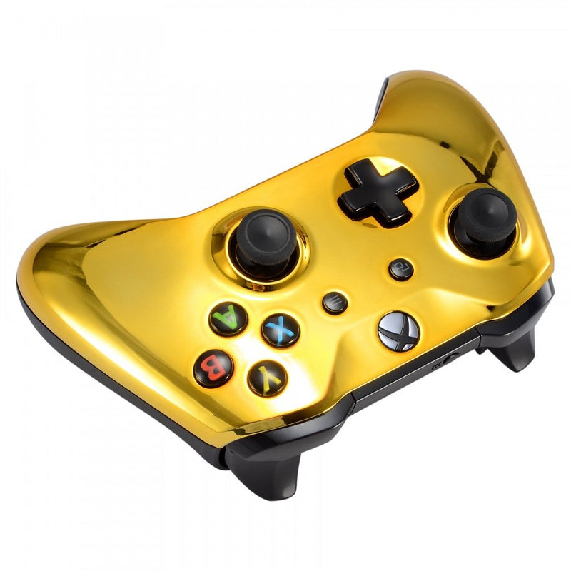 eXtremeRate Chrome Gold Front Housing Shell Faceplate for Xbox One S & Xbox One X Controller(Model 1708)