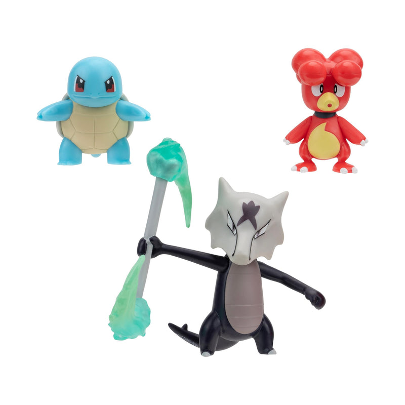 Pokémon Battle Figure 3 Pack - Features 2-Inch Magby and Squirtle and 3-Inch Alolan Marowak Battle Figures