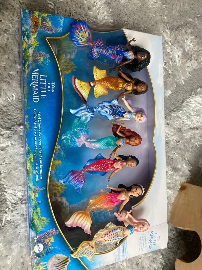 Mattel Disney The Little Mermaid Ariel and Sisters Small Doll Set, Collection of 7 Mermaid Dolls, Toys Inspired by the Movie, HLX17