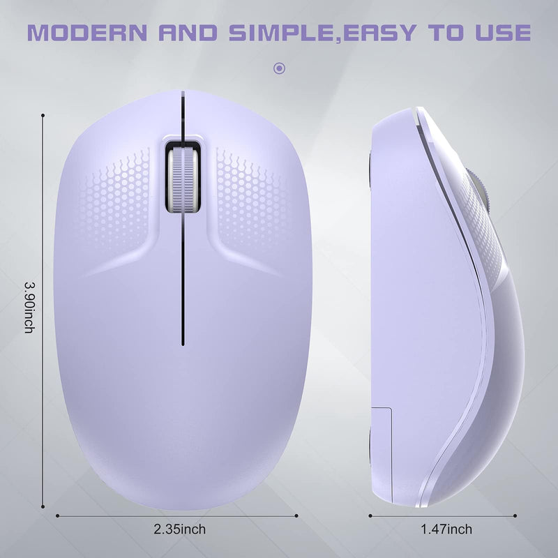 bestyks Wireless Mouse, 2.4G Computer Mouse with USB Receiver, Low Noise Ergonomic Design Cordless Mouse, Noiseless Portable Lightweight Mouse, Wireless Mouse for Laptop, PC and Tablet (Purple)