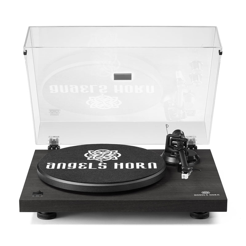 Angelshorn Upgraded 5.0 Bluetooth Output Record Player Vinyl Player, Home Audio Turntable, Belt Drive 2-Speed, Includes Phono Preamp, Magnetic AT-3600L Cartridge & RCA | Black Modern Edition