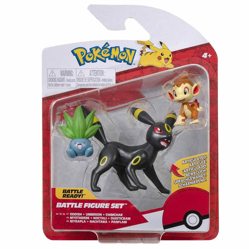 Pokémon BATTLE FIGURE 3 PACK - Features 2-Inch Chimchar, Oddish and 3-Inch Umbreon Battle Figures (PKW2682)