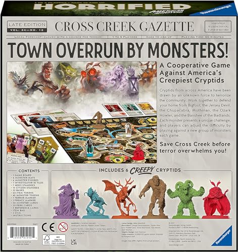 Ravensburger Horrified: American Monsters Strategy Board Game Kids and Adults Age 10 Years Up - 1 to 5 Players, Black