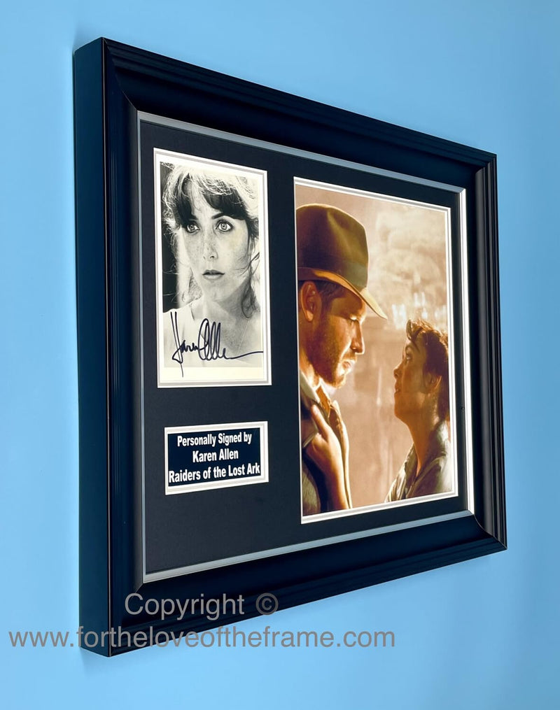 Karen Allen Signed Autograph Movie Memorabilia Raiders Of The Lost Ark Photo Poster In Luxury Handmade Wooden Frame & AFTAL Certificate Of Authenticity