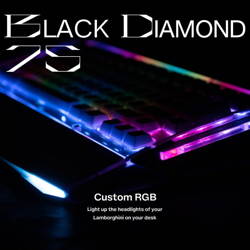 DRY STUDIO Black Diamond 75 RGB Wireless Mechanical Gaming Keyboard, 2.4G 2ms Latency, Tri-Mode Connection, Leaf Spring Mount, Custom Internals, Hotswapable Switch