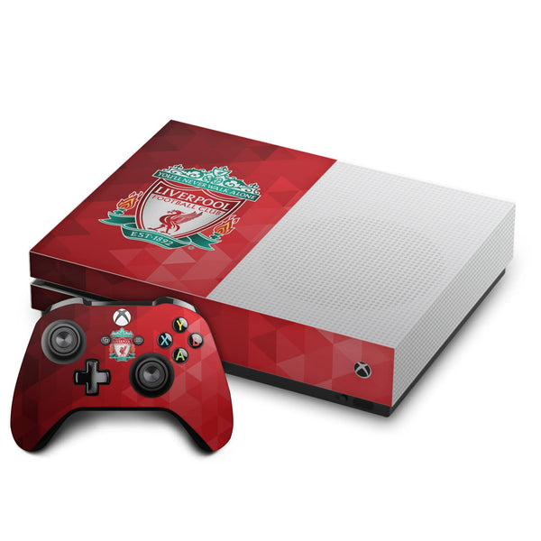 Head Case Designs Officially Licensed Liverpool Football Club Crest Red Geometric Art Vinyl Sticker Gaming Skin Decal Cover Compatible With Xbox One S Console and Controller Bundle