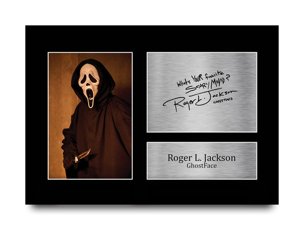 HWC Trading A4 Roger L Jackson Scream Ghost Face Gifts Printed Signed Autograph Picture for Movie Memorabilia Fans