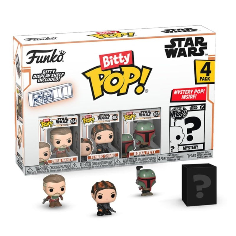 Funko Bitty POP!: Mandalorian - Cobb Vanth™, Bitty Pop! Fennec Shand™, Bitty Pop! Boba Fett™, and a mystery Bitty Pop! figure - 0.9 Inch (2.2 Cm) Collectable - Gift Idea - Cake Topper