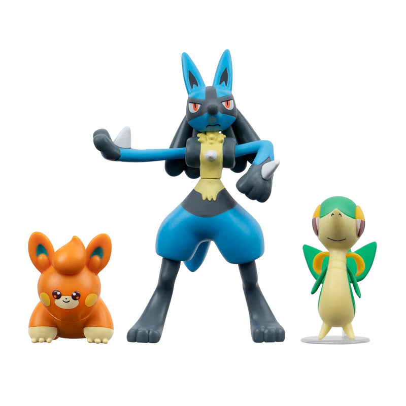 Pokémon Battle Figure 3 Pack - Features 2-Inch Snivy and Pawmi and 3-Inch Lucario Battle Figures