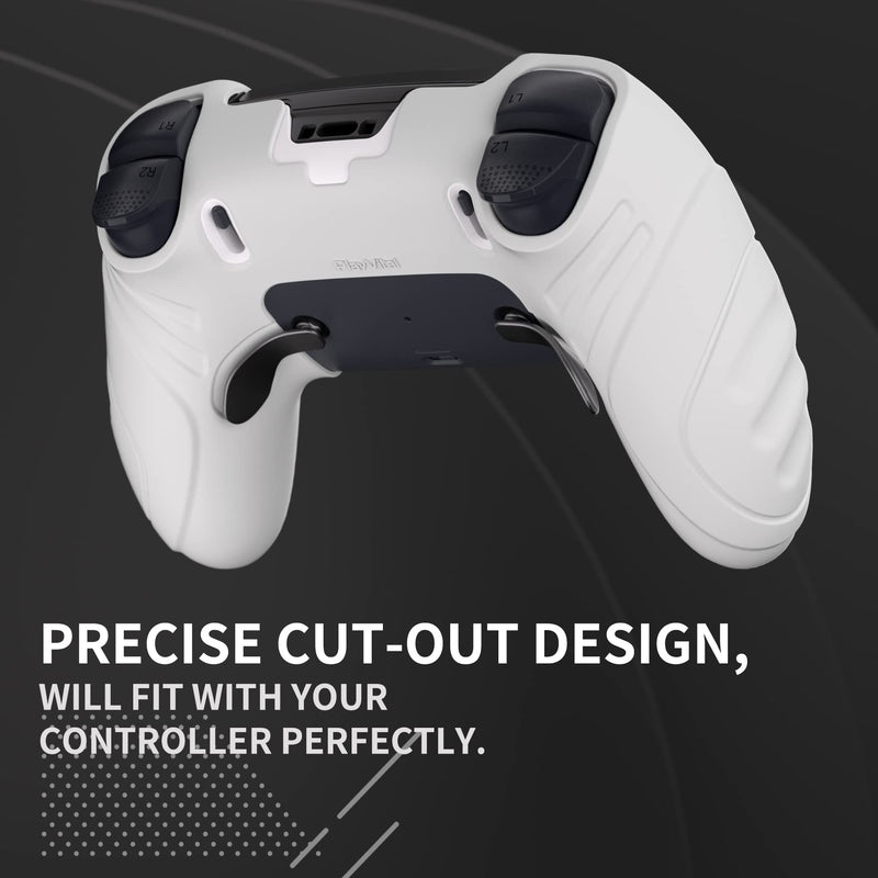 playvital Guardian Edition Anti-Slip Ergonomic Silicone Cover Case for ps5 Edge Controller, Soft Rubber Protector Skin for ps5 Edge Wireless Controller with Thumb Grip Caps - White