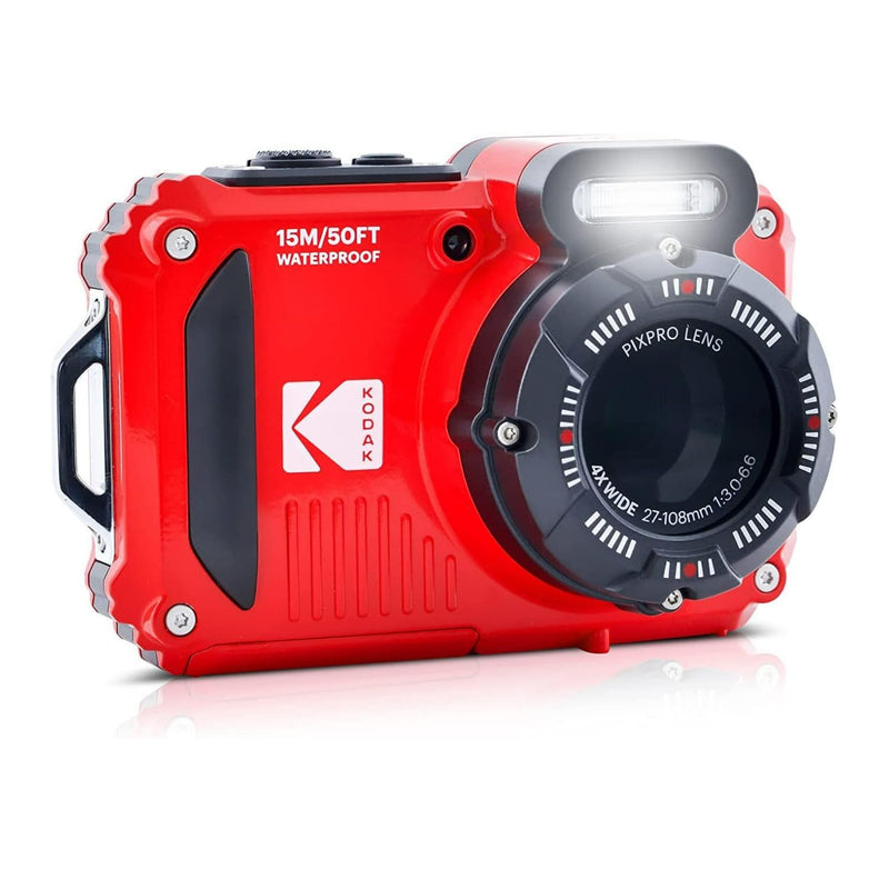 Kodak PIXPRO WPZ2 Rugged Waterproof 16MP Digital Camera with 4X Optical Zoom (Red) and 32GB microSDHC Card with Adapter Bundle (2 Items)