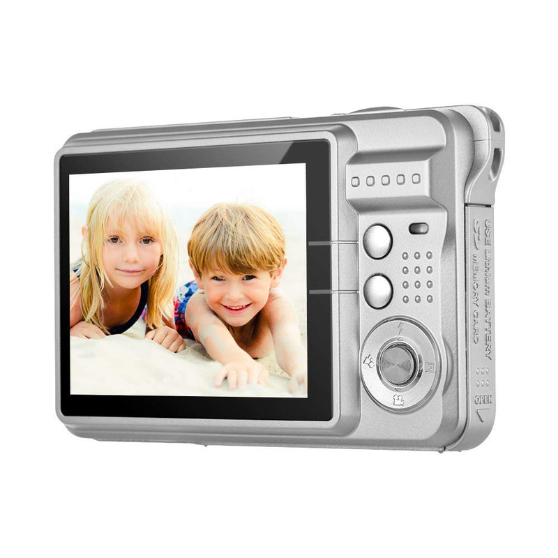 Andoer Digital Camera,Camera Digital Video Camcorder with 2 Batteries 8X Digital Zoom Anti-Shake 2.7 Inch LCD Camera for Adults/Seniors/Children/Teens-Silver