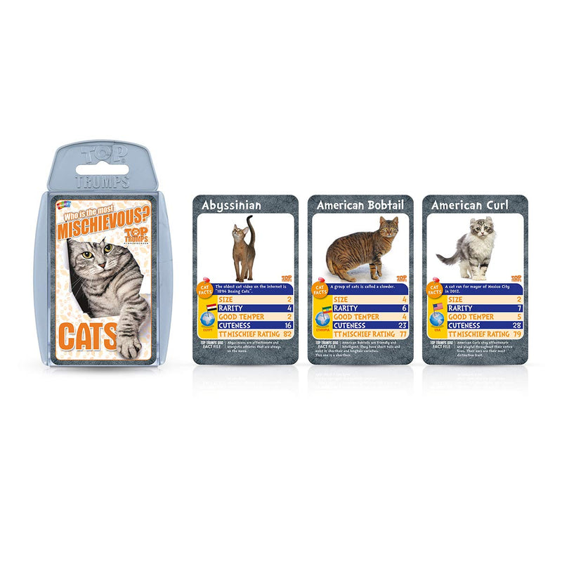 Top Trumps Cats Classics Card Game, learn facts about the Bengal cat, British Shorthair and the Siberian cat in this educational packed game, 2 plus players makes a great gift for ages 6 plus