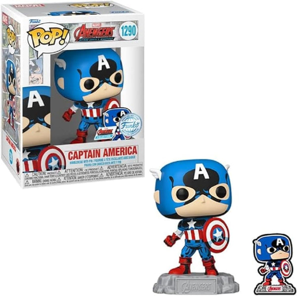 Funko POP! Marvel: A60- Comic Captain America With Enamel Pin - Marvel Comics - Amazon Exclusive - Collectable Vinyl Figure - Gift Idea - Official Merchandise - Toys for Kids & Adults