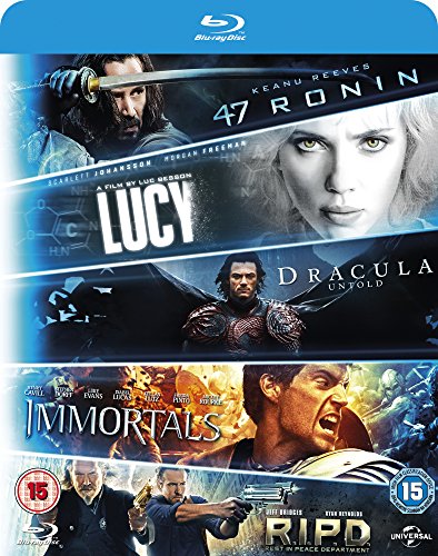 Blu ray 5-Movie Starter Pack: Lucy/Dracula Untold/47 Ronin/Immortals/R.I.P.D [Blu-ray] [2015] [Region Free]