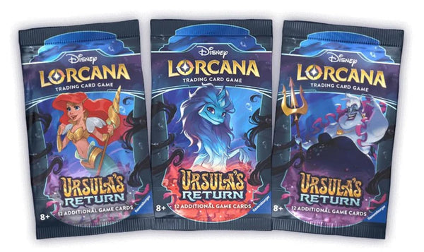 Ursula's Return 3 Packs | Lorcana Art Set 3 Unique Packs | Trading Cards in 3 Booster Packs | For Collectors Disney Lorcana | Ursula's Return Contains 12 Cards Per Pack + TCYM Pouch |