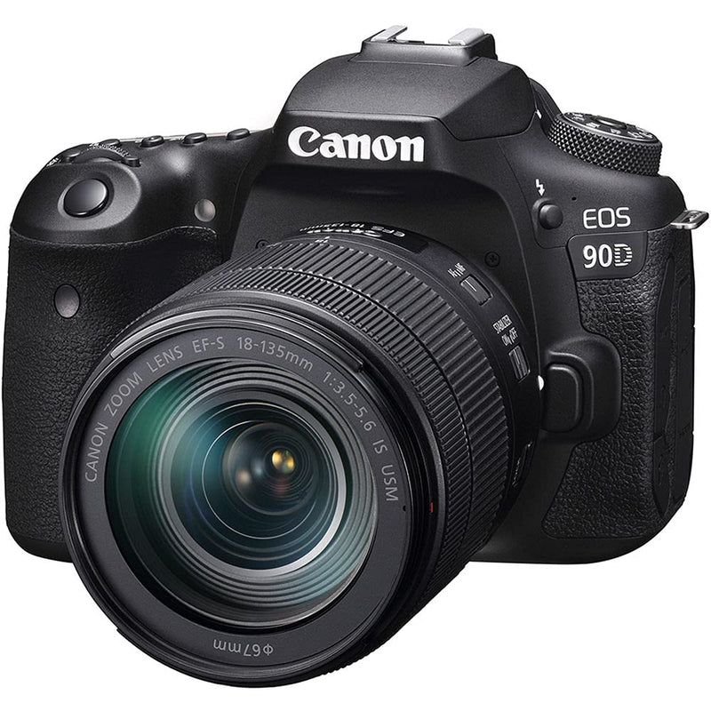 Canon EOS 90D + EF-S 18-135mm f/3.5-5.6 IS USM Black & EOS 2000D DSLR Camera and EF-S 18-55 mm f/3.5-5.6 IS II Lens - Black