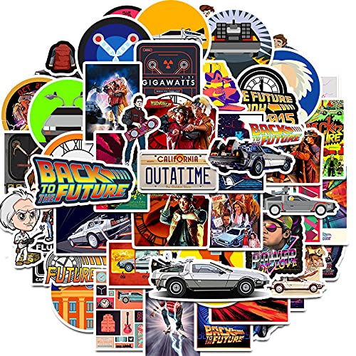 Back To The Future Stickers for Skateboard(50PCS),Gift for Children Teens Adults Waterproof Funny Movie Stickers Pack for Laptop,Vinyl Stickers for Water Bottle,Car,Bumper,Motorcycle,Bicycle,Scrapbook