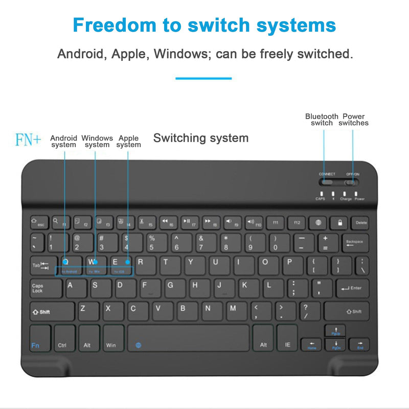 Wireless Keyboard and Mouse Set, Bluetooth Keyboard and Mouse, Keyboard and Mouse Set Rechargeable Quiet Lightweight for Windows/Android/iOS/iPad/Mac/Tablet Laptop(Black)