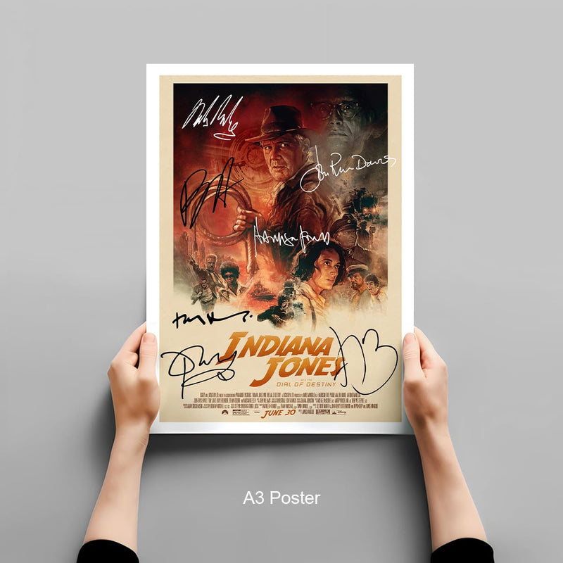 Indiana Jones And The Dial Of Destiny Cast Signed Movie Poster Autograph A4 Photo Print Framed Memorabilia Gift 2023 (A4 POSTER ONLY)