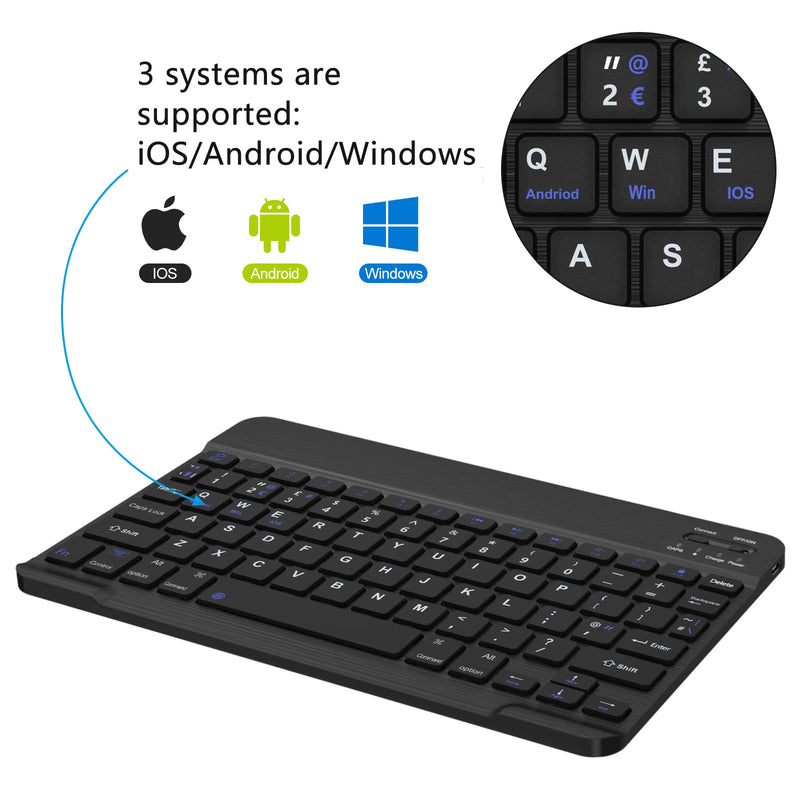 SENGBIRCH Wireless Bluetooth Keyboard - UK layout Keyboard for iOS iPad, iPad Pro, iPad Air, Mac, Android Tablet Samsung Galaxy, Xiaomi Pad 5, Huawei, Lenovo, Black