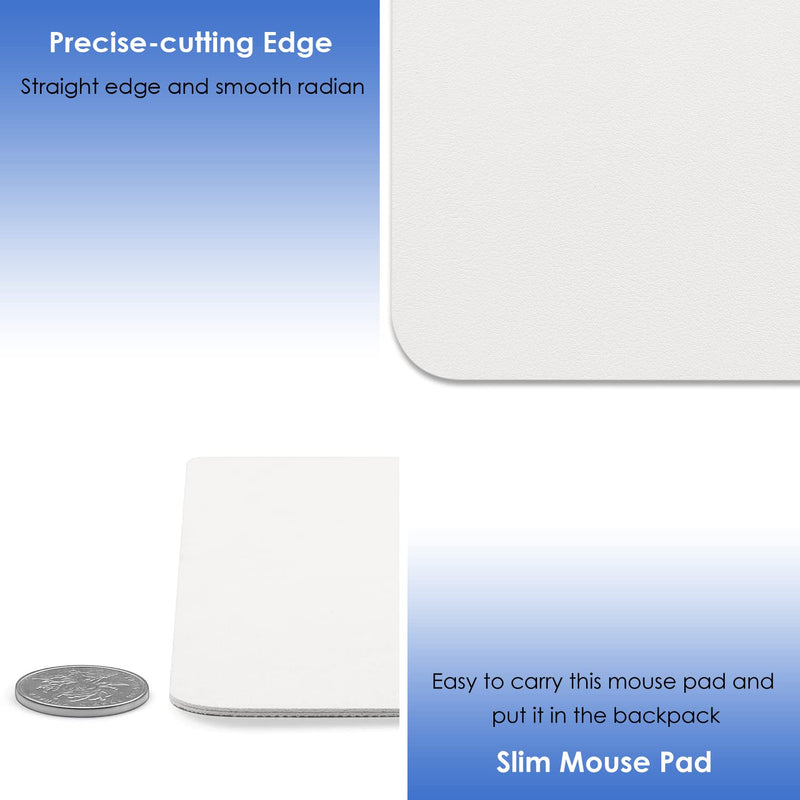 ProElife Premium PU Leather Mouse Pad 250mm x 200mm Slim Mouse Mat for Computer Laptop Accessories, Waterproof Rectangle Mousepad with Anti-Slip Base for Home Office School Laptop Mouse (White)