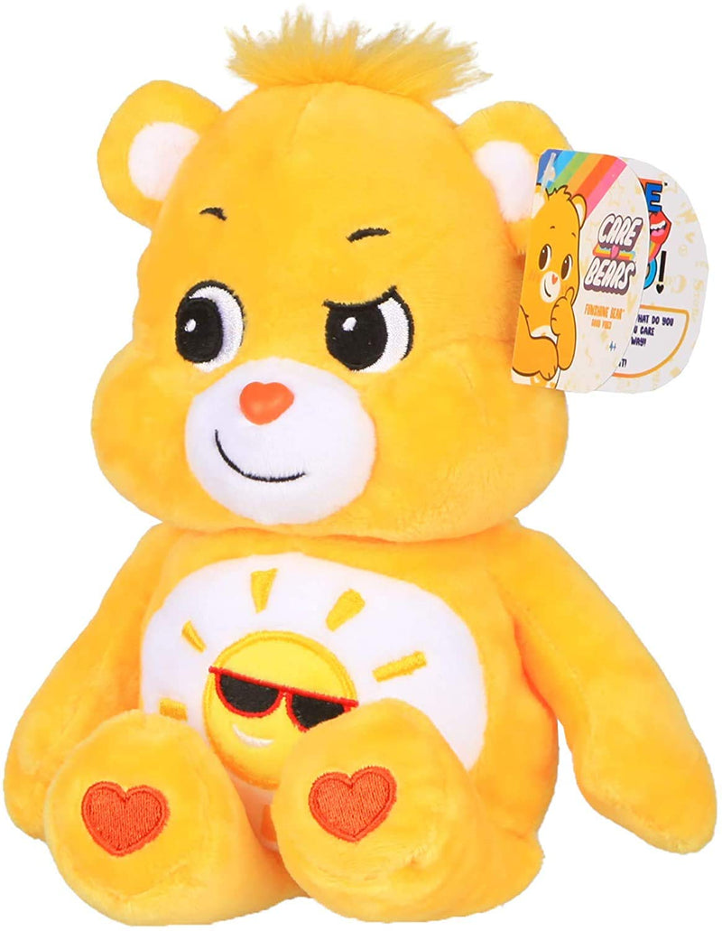 Care Bears | Funshine Bear 22cm Bean Plush | Collectable Cute Plush Toy, Cuddly Toys for Children, Soft Toys for Girls and Boys, Cute Teddies Suitable for Girls and Boys Ages 4+ | Basic Fun 22044