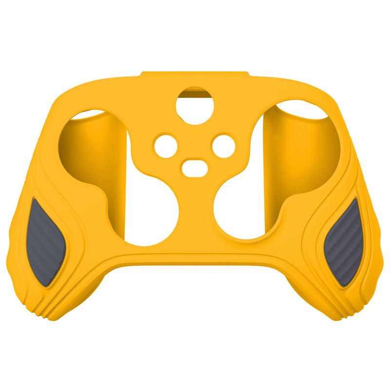 PlayVital Scorpion Edition Two-Tone Anti-Slip Silicone Case Cover for Xbox Series X/S Controller, Soft Rubber Case for Xbox Core Controller with Thumb Grip Caps - Caution Yellow & Graphite Gray