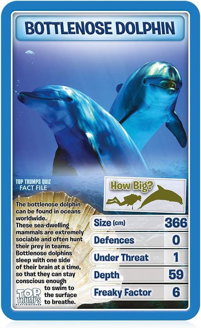 Top Trumps Creatures of the Deep Classic Card Game, learn facts about the blue blubber jellyfish, octopus and penguins in this educational packed game, gift and toy for boys and girls aged 6 plus