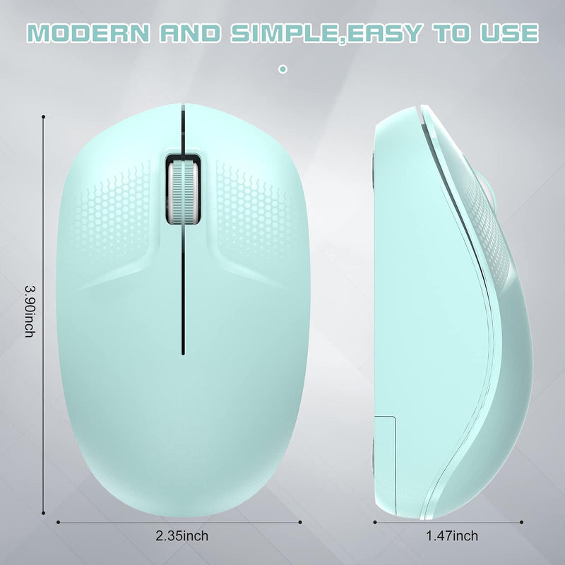 bestyks Wireless Mouse, 2.4G Computer Mouse with USB Receiver, Low Noise Ergonomic Cordless Mouse, Noiseless Portable Lightweight Mouse, Wireless Mouse for Laptop, PC and Tablet (Mint Green)