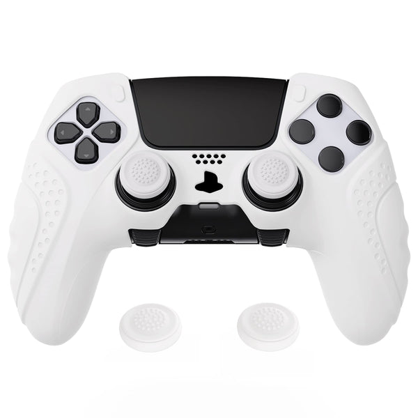 playvital Guardian Edition Anti-Slip Ergonomic Silicone Cover Case for ps5 Edge Controller, Soft Rubber Protector Skin for ps5 Edge Wireless Controller with Thumb Grip Caps - White