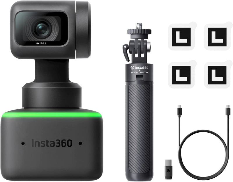 Insta360 Link 4K PTZ Webcam Kit with 1/2" Sensor, AI Tracking, Gesture Control, HDR, Noise Cancelling Microphones, Specialized Modes, Webcam for Laptop, Video Calls