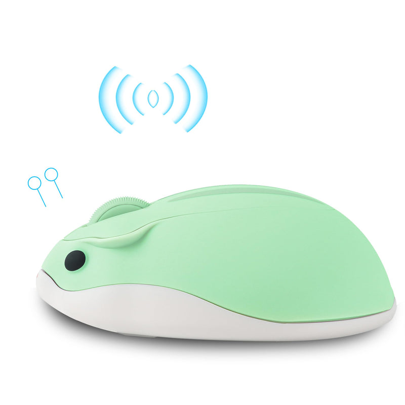 Wireless Mouse Cute Hamster Shape Optical Mouse Green Mouse,1200 DPI Noise Reduction Ultra Portable Travel Mouse,2.4 GHz with USB Unifying Receiver for PC Mac Laptop Computer Kids Girl School Gift