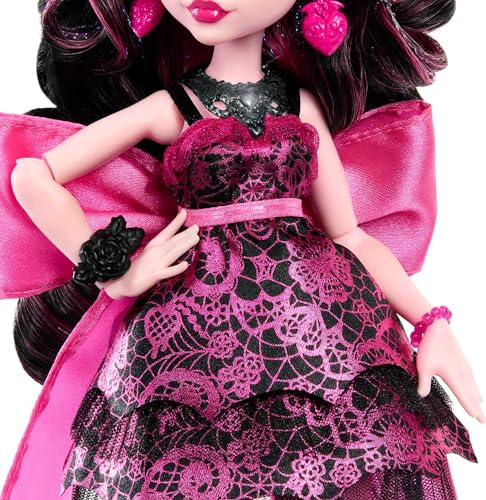 Monster High Draculaura Doll in Monster Ball Party Dress with Themed Accessories Like Chocolate Fountain,Black