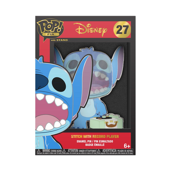 Funko Large Pop! Enamel Pin - Disney: Lilo and Stitch - Stitch With Record Player - Disney: Lilo & Stitch Enamel Pins - Cute Collectable Novelty Brooch - for Backpacks & Bags - Gift Idea