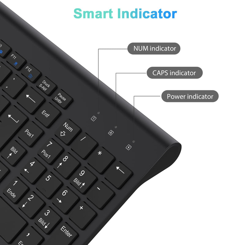 Wireless Keyboard Mouse Combo, cimetech 2.4G Ultra-Thin Keyboard and Mouse Set with Sleek Ergonomic Silent Design & Stable Connection for Windows PC Laptop Computer (QWERTY UK Layout, Dark Black)
