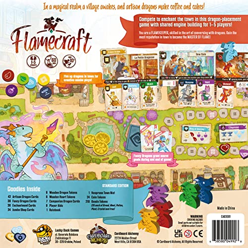 LUCKY DUCK GAMES - Flamecraft | Board Game | English Version | Strategy Game | Dragon Game | Fantasy Game | Fun Family Game for Kids and Adults | Ages 10+ | 1-5 Players | 60 Minutes |