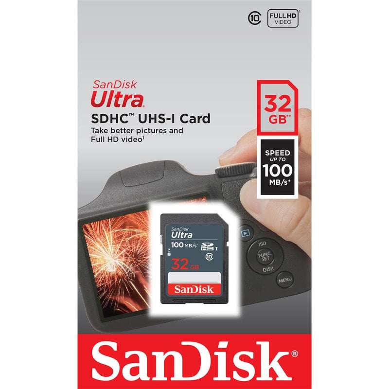 SanDisk Ultra 32GB SDHC Memory Card, up to 100MB/s, Class 10, Black/Grey