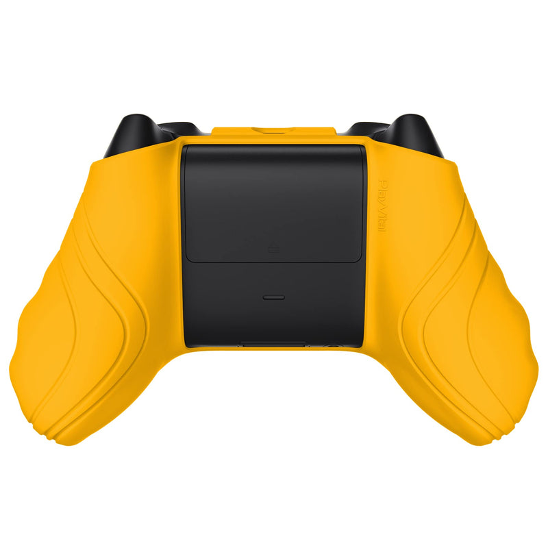 PlayVital Scorpion Edition Two-Tone Anti-Slip Silicone Case Cover for Xbox Series X/S Controller, Soft Rubber Case for Xbox Core Controller with Thumb Grip Caps - Caution Yellow & Graphite Gray