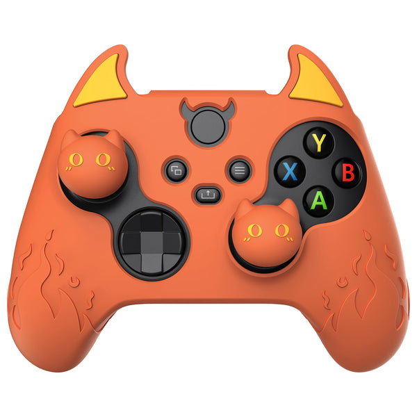 PlayVital Cute Demon Silicone Cover for Xbox Series X/S Controller, Kawaii Anti-Slip Controller Skin Grip Protector for Xbox Core Wireless Controller with Thumb Grip Caps - Burnt Orange