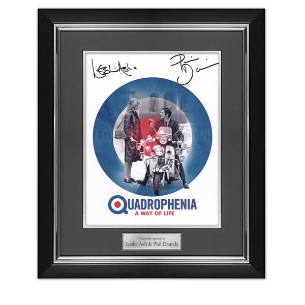 Exclusive Memorabilia Phil Daniels And Leslie Ash Signed Quadrophenia Film Poster. Deluxe Frame