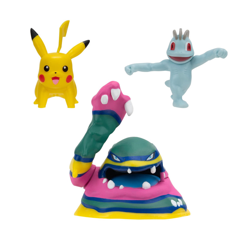 Pokémon Battle Figure 3 Pack - Features 2-Inch Pikachu and Machop and 3-Inch Alolan Muk Battle Figures